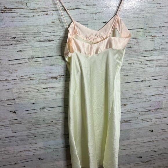 Vintage chasilk yellow pink size medium butterfly Spaghetti Strap Nightgown - Picture 7 of 8